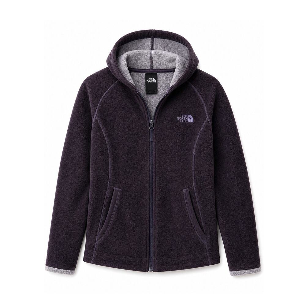 The North Face Women's Hooded Fleece Jacket Dark Purple Gray Full Zip Pockets